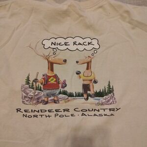 VTG‎ y2k T Shirt Reindeer Country Alaska Nice Rack Funny Anvil Tag Large